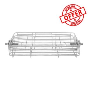 iplusmile Adjustable Rotisserie Grill Basket Large Stainless Steel Fish Cage for Outdoor Bbq and Air Fryer