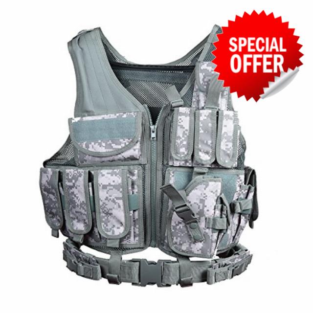 Goetland Tactical Vest Military Modular Vest Ultra-Light Outdoor Hunting Airsoft War Game 600D Polyester Paintball Training Vest for CS Combat Fishing Hiking Adjustable S-XXL