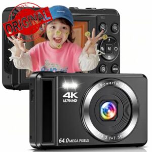 4K 64MP Digital Camera with 16x Digital Zoom - Compact AF Cameras for Beginners