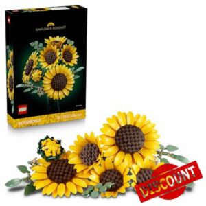 LEGO Botanicals Sunflower Bouquet - Artificial Flowers Set for Adults - Faux Sunflowers & Eucalyptus Stems for Living Room or Bedroom Decor - DIY Gift Idea for Women - 11502