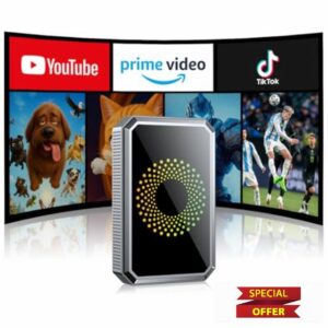 LAMTTO 3-in-1 Wireless Carplay Android Auto Adapter Built-in Net-Flix YouTube Tiktok Apps Magic AI Box Video Player with Dual-Band WiFi USB Drive for OEM Wired Car Play Cars