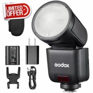 Godox V1 mid N TTL Round Head Camera Flah 650 Full Power Flashes HSS 1/8000s 1.7s Recycle time Toch Screen Flash Speedlight Compatible with Nikon Cameras