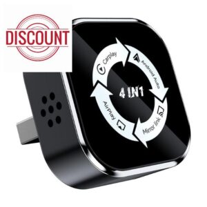 2026 upgraded 4-in-1 Wireless CarPlay Adapter compatible with iPhone and Android