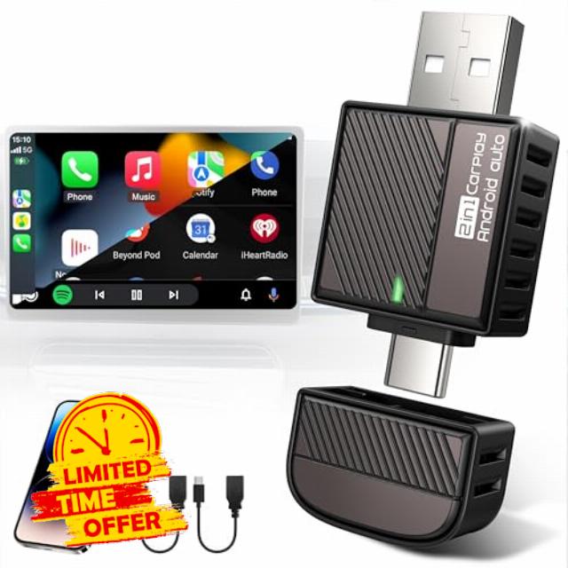 Wireless Android Auto & CarPlay Adapter 2-in-1
