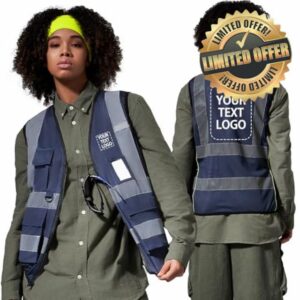 AYKRM Personalised Printed Hi Viz High Visibility Women's Yellow Vest High Reflective Safety Waistcoa