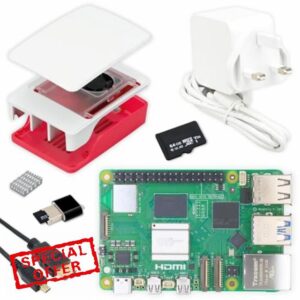 Barium Electronics Starter Kit for Raspberry Pi 5 16GB RAM | 27W Power Supply | 64GB MicroSD Card | Case with Integrated Fan and Heat Sink | 4K 60Hz Micro-HDMI Cable