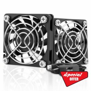 2 Packs USB Cooling Fan 60mm x 15mm 5V Brushless DC Fans Variable Speed for PC Computer Raspberry Pi Router Terrarium Helme