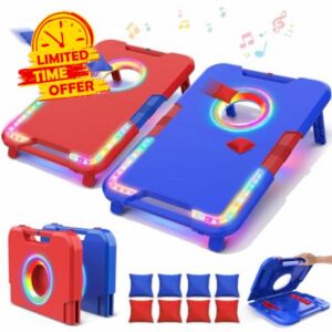 VATOS Portable Cornhole Board Set with LED Lights & Sound Effects