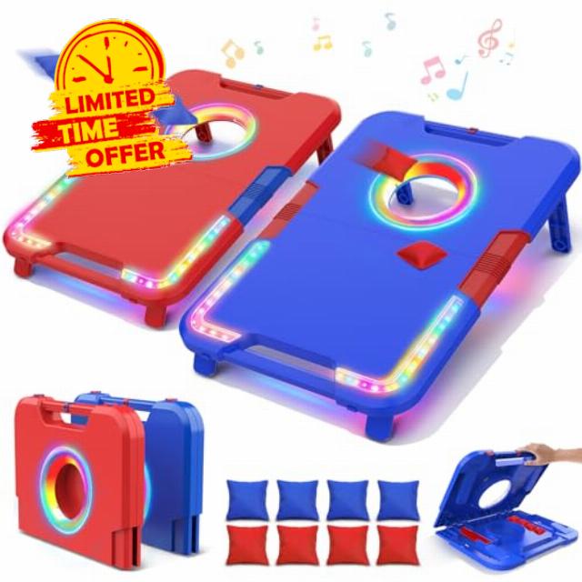 VATOS Portable Cornhole Board Set with LED Lights & Sound Effects