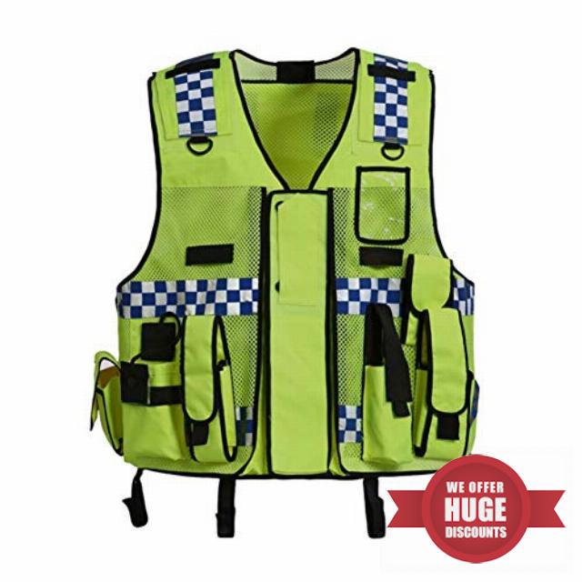 HYCOPROT Hi Vis Viz High Visibility Mesh Reflective Safety Vest Security Adjustable Tactical Traffic Police Construction Heavy Duty Utility Premium with Multi Pockets