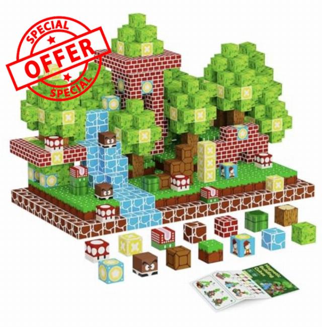 Hermosavie Magnetic Tiles Building Blocks Montessori STEM Toy for Kids