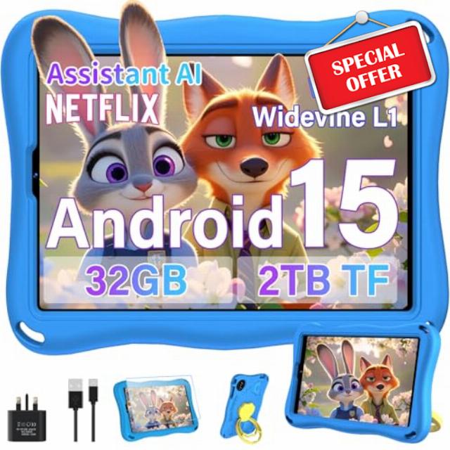 Kids Tablet Pro Android 15 Octa Core ROM 32GB+2TB TF | tablets 9 Inch | 5G + 2.4G WiFi | Parental Controls | Bluetooth 5.0 | GMS | 8MP + 5MP | Type C