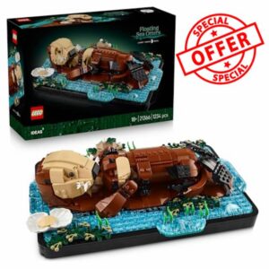 LEGO Ideas Floating Sea Otters - Building Set for Adults - 3D Display Model w/Otter & Pup Animal Figures - DIY Shelf or Room Decor - Arts & Crafts Gift Idea - 21366