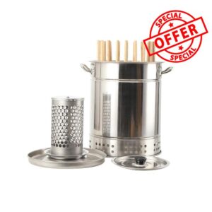 BBQ Grill Bucket Accessory Smokeless Sturdy Barbecue Hanging Grill Kebob Grill Smokeless BBQ Charcoal Grill 360° All Round Roasting Oil Charcoa for Garden Grilling Parks Outdoor Activities