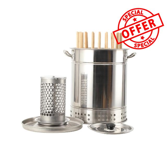 BBQ Grill Bucket Accessory Smokeless Sturdy Barbecue Hanging Grill Kebob Grill Smokeless BBQ Charcoal Grill 360° All Round Roasting Oil Charcoa for Garden Grilling Parks Outdoor Activities