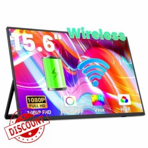Wireless Portable Monitor with Battery-15.6 inch Portable Screen 1080P IPS USB-C HDMI second screen for Laptop-Travel monitor Display Support Windows MacOs Phone Gaming Console