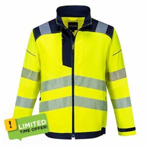 Portwest T500 PW3 Men's Hi-Vis Waterproof Jacket - Reflective High Viz Outdoor Safety Security Workwear Coat