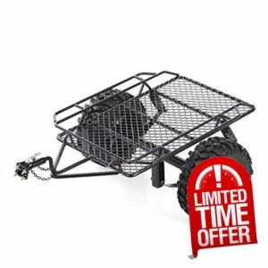 Metal RC Crawler Car Trailer with Rubber Tyres DIY Accessory for 10 Redcat RC4WD Axial SCX10 D90 HPI