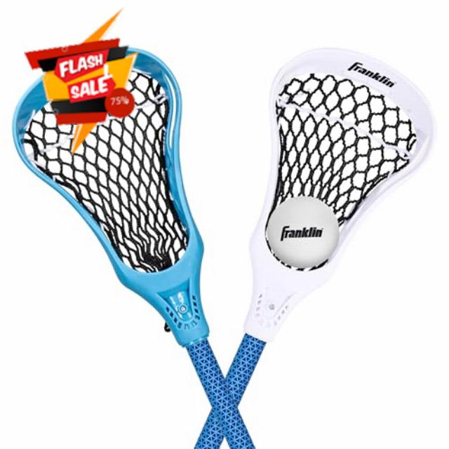 Franklin Sports Future Champs 2 Player Youth Lacrosse Sticks + Ball Set - Kids 32" Inch Beginner Backyard Practice Lax Sticks + Lightweight Soft Lacrosse Ball - Toy Kids Lax Se