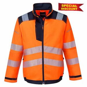 Portwest T500 PW3 Men's Hi-Vis Waterproof Jacket - Reflective High Viz Outdoor Safety Security Workwear Coat