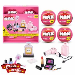 Max Build More Premium Beauty Collection 4 Pack by ZURU – Novelty Unboxing Toy & Building Brick Collectible Minis with up to 169 Pieces