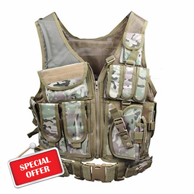 Goetland Tactical Vest Military Modular Vest Ultra-Light Outdoor Hunting Airsoft War Game 600D Polyester Paintball Training Vest for CS Combat Fishing Hiking Adjustable S-XXL