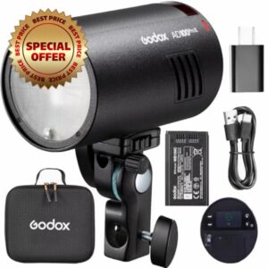Godox AD100Pro II Pocket Camera Flash 100Ws Speedlight TTL 1/8000s HSS 0.01-1.5s Recycling 490 Full Power Flashes for Sony Canon Nikon Fujifilm Olympus Pentax Leica Cameras (AD100Pro II)