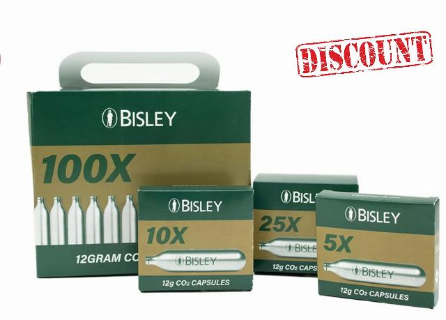 BISLEY 12g CO2 Cartridges for Airsoft Guns – Pack of 50 Non-Threaded Gas Canisters – Steel CO2 Capsules for Airsoft BB Gun