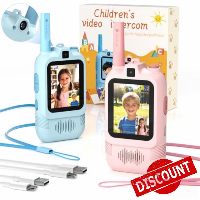 2 Pack Kids Video Walkie Talkies with Dual Cameras