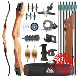 Archery Hunting Bow and Arrow Set 66-68-70 Inch Wooden Recurve Bow Kit 14-40 Lbs Takedown Competition Bow Longbow for Target Shooting