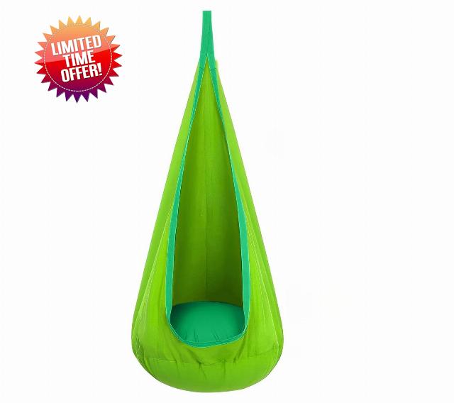 Light Up Swing Seat - Upgraded Premium and Durable Nylon Taffeta Fabric Hammock Swing with LED Lights | Indoor & Outdoor Use (1 PCS) (Green)