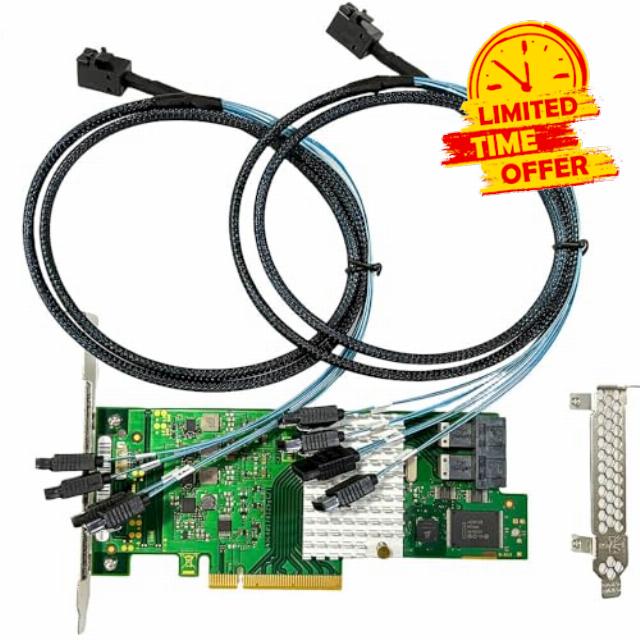 SAS HBA Card Compatible with LSI 9300-8i IT Mode & D3307 PCIe SATA Expansion Card