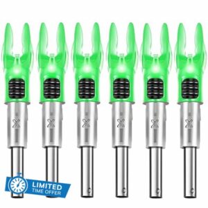 DEEPOWER X Lighted Nocks for Arrows .204”/.233”/.244”/.246” with ON/Off Switch with H