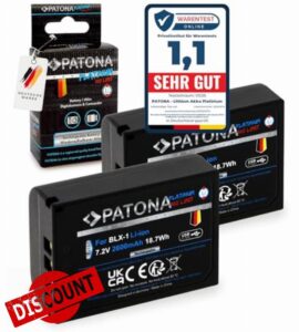 PATONA 2 x Platinum BLX-1 Battery 2600 mAh / 18.7 Wh / 7.2 V USB-C Input Compatible with Olympus OM-1 OM-3 OM1 OM3 Replacement Battery for Models BLX1 BL-X1 BL X1 BLX 1