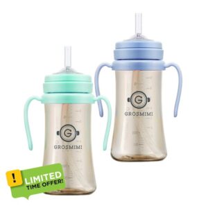 GROSMIMI Spill Proof Magic Sippy Cup with Straw with Handle for Baby and Toddlers