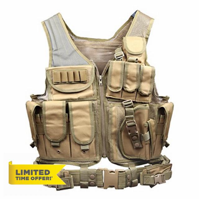Goetland Tactical Vest Military Modular Vest Ultra-Light Outdoor Hunting Airsoft War Game 600D Polyester Paintball Training Vest for CS Combat Fishing Hiking Adjustable S-XXL
