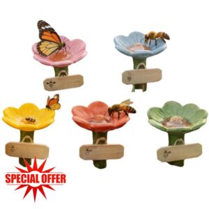 Flower-Shaped Ceramic Bee Watering Station