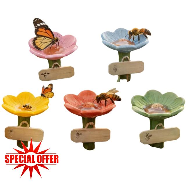 Flower-Shaped Ceramic Bee Watering Station
