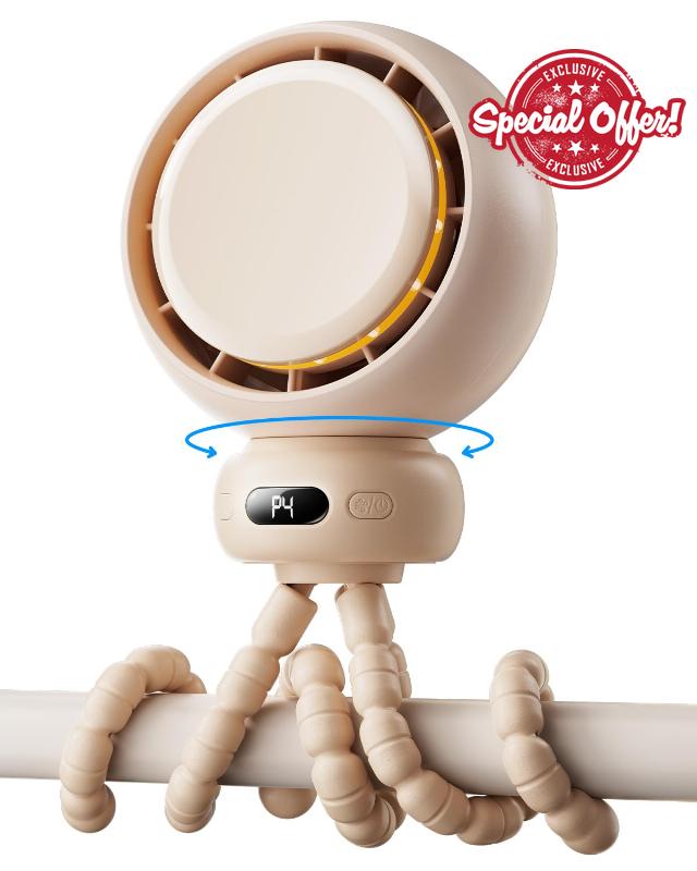 Portable Pram Fan - 60° Auto Oscillating Stroller Fan