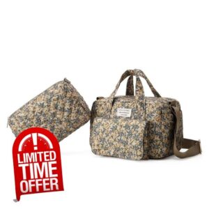 GSenhui Quilted Baby Changing Bag Tote Floral Nappy Diaper Bag Cute Mommy Bag Crossbody Wickeltasche