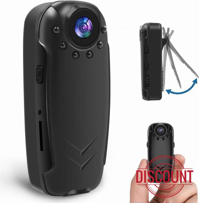 Body Camera Wearable Body Cam With Image Taking and Recording Functions Video and Audio & Motion Detection Night Vision for Bike/Pet/Home/Proof/Personal Safety (32GB Card)