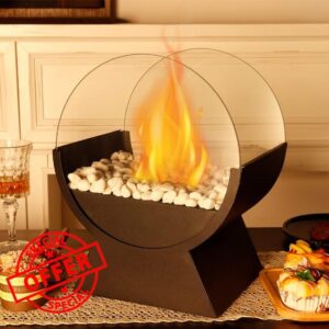 JHY DESIGN Black Round Large Fireplace/Firepit for Outdoor Indoor Parties