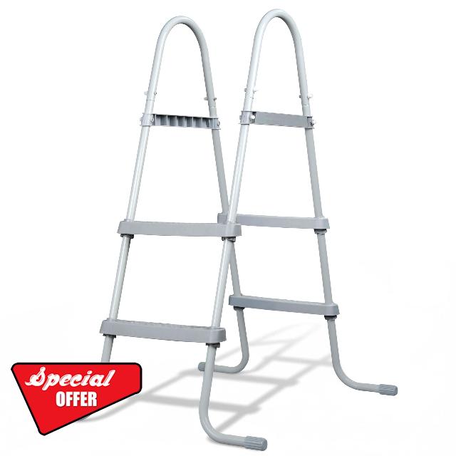 Crystals 33-Inch Pool Step Ladder – Double Sided Above Ground Swimming Pool Ladder with Strong Metal Frame