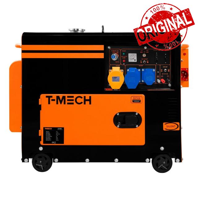 Silent Diesel Generator Single Phase ATS 230V 6kVA 6500W 13HP 115V / 230V Electric Start Closed Frame Emergency Power 4 Portable Wheels Black Powder Coated Steel 20L Fuel Capacity Tool Kit & Funnel