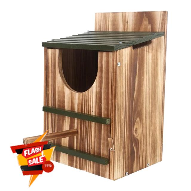 Squirrel Nesting Box - 14.5x12x8.6in Carbonized Wood