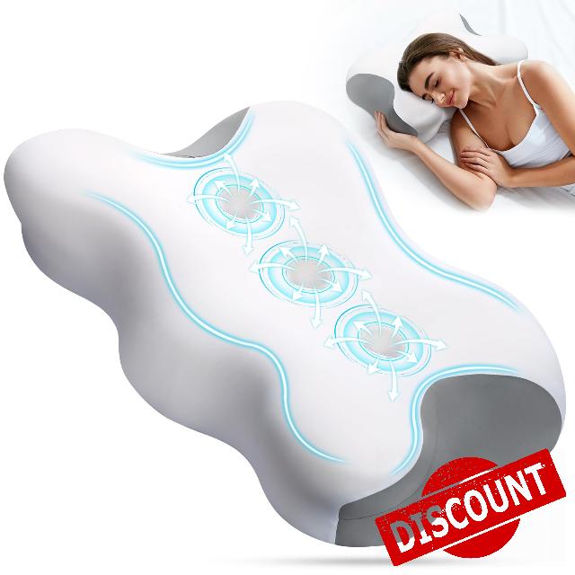 [Upgraded 3-Groove Design] Ergonomic Memory Foam Pillow - Neck & Shoulder Pain Relief