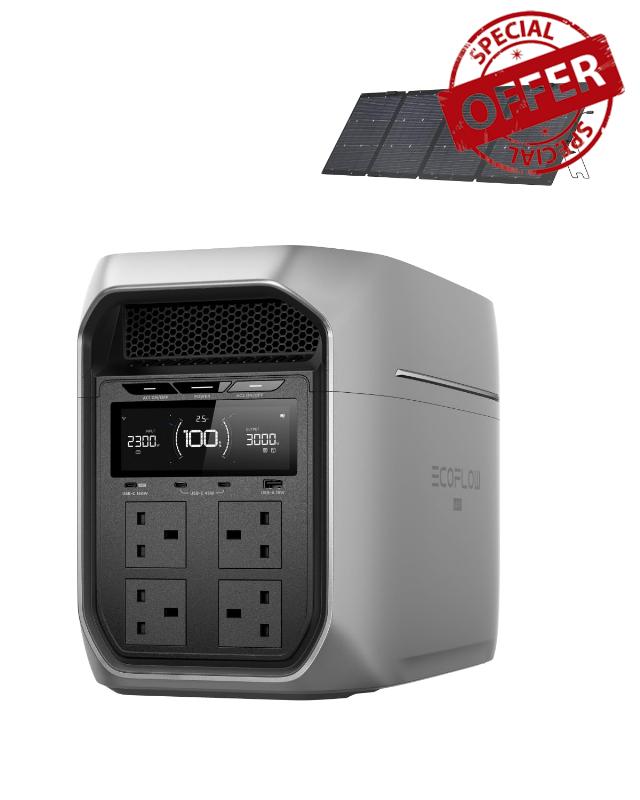 EF ECOFLOW Portable Power Station DELTA 3 Max Plus with 220W Bifacial Solar Panel