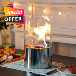 JHY DESIGN 29cm Stainless Steel Fire Bowl Pot Fire Pit Tabletop Fireplace for Indoor Outdoor Yard Garden Patio Living Room