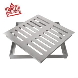 300x300x Stainless Steel Drain Grate Outdoor Floor Drain Cover Having Frame for Rainwater Channel Drainage System and 200x200x30mm (300300303mm)