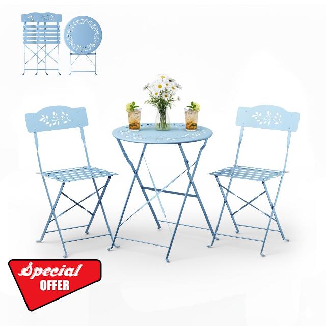 Bonnlo 3-Piece Folding Bistro Set with Olive Leaf Pattern